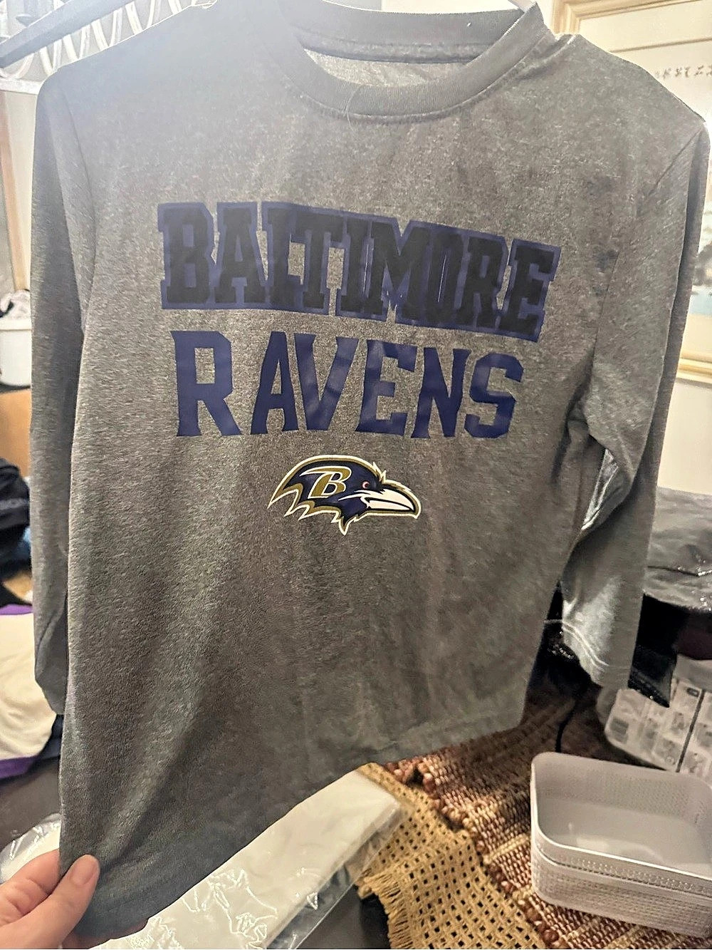 NFL Baltimore Ravens Team Apparel long sleeve tee Long Sleeve Tee Gray Boys